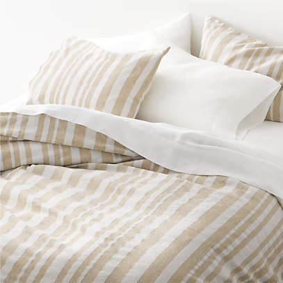 Riva Striped Duvet Covers And Pillow, Linen Pinstripe Duvet Cover Crate And Barrel