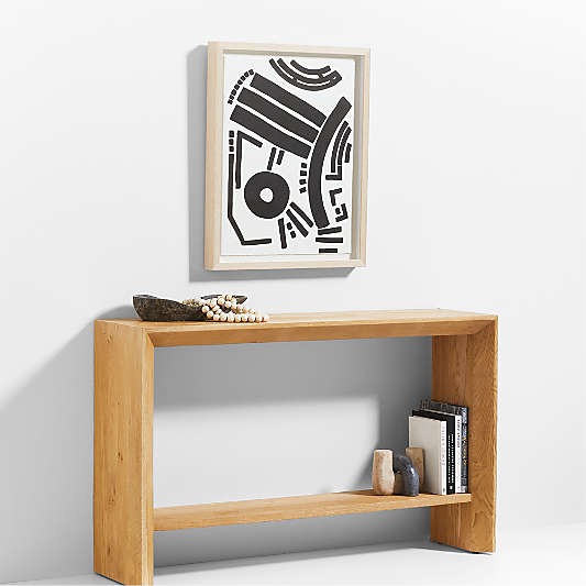 Baja 54" Rectangular Natural Oak Wood Console Table with Shelf