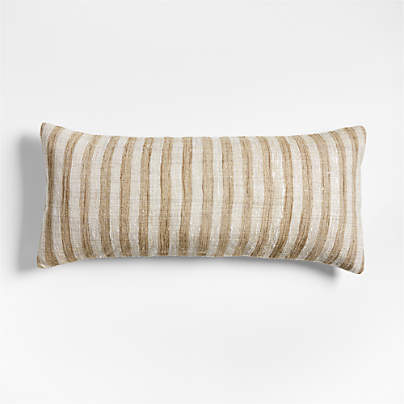 Riviera Stripe 36"x16" Arcadia Tan Brown Throw Pillow with Feather Insert