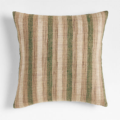 View Riviera Stripe 23x23 Cyprus Green Throw Pillow with Feather Insert details
