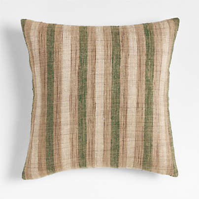 Riviera Stripe 23x23 Cyprus Green Throw Pillow with Feather Insert