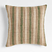 Riviera Stripe 23"x23" Cyprus Green Throw Pillow with Down-Alternative Insert