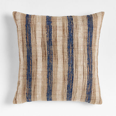 View Riviera Stripe 23x23 Light Navy Throw Pillow with Down-Alternative Insert details