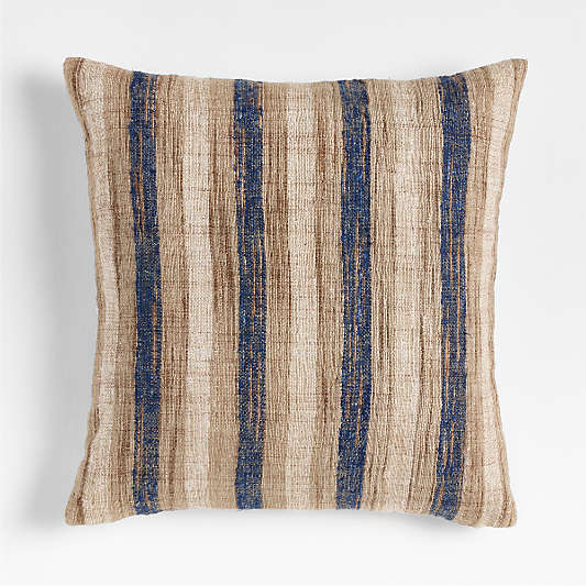 Riviera Stripe 23"x23" Light Navy Throw Pillow with Down-Alternative Insert