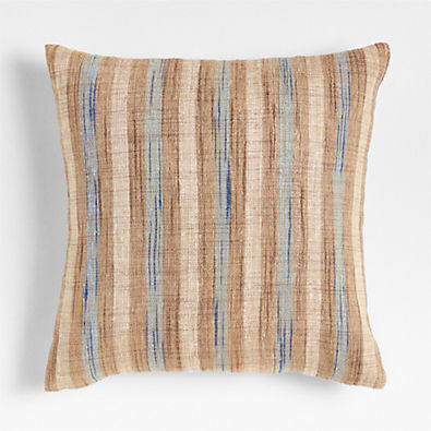View Riviera Stripe 23"x23" Pale Blue Throw Pillow with Down-Alternative Insert details