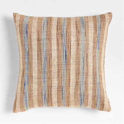 Riviera Stripe 23x23 Pale Blue Throw Pillow with Feather Insert