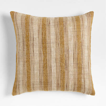 Riviera Stripe 23x23 Savannah Yellow Throw Pillow with Feather Insert