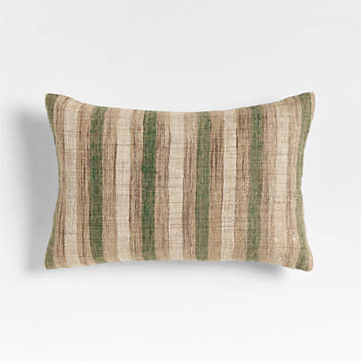 Riviera Stripe 24"x16" Cyprus Green Throw Pillow with Feather Insert