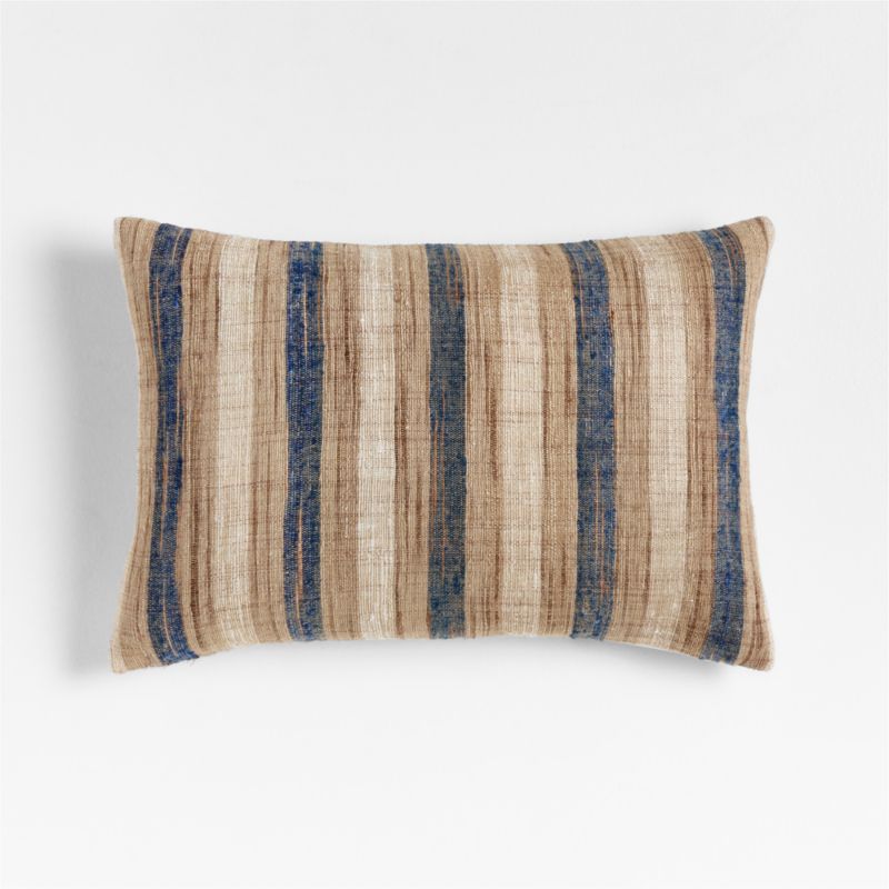 Riviera Stripe 24"x16" Light Navy Throw Pillow with Feather Insert - image 0 of 2