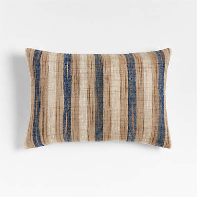 Riviera Stripe 24"x16" Light Navy Throw Pillow with Feather Insert