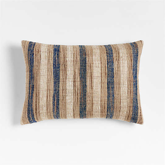 Riviera Stripe 24"x16" Light Navy Throw Pillow with Down-Alternative Insert