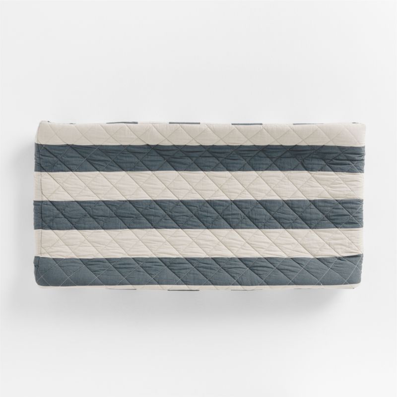 Riviera Slate Blue Stripe Organic Cotton Baby Changing Pad Cover