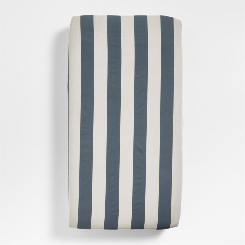 Riviera Slate Blue Stripe Organic Cotton Baby Crib Fitted Sheet