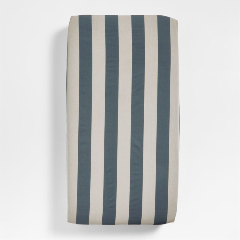 Riviera Slate Blue Stripe Organic Cotton Baby Crib Fitted Sheet