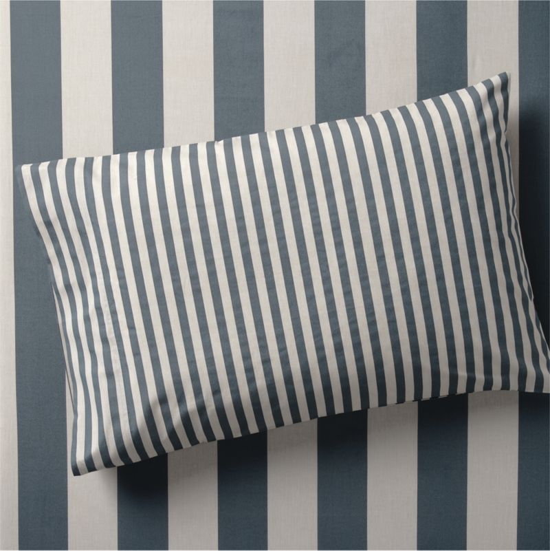 Riviera Slate Blue Stripe Organic Cotton Kids Pillowcase