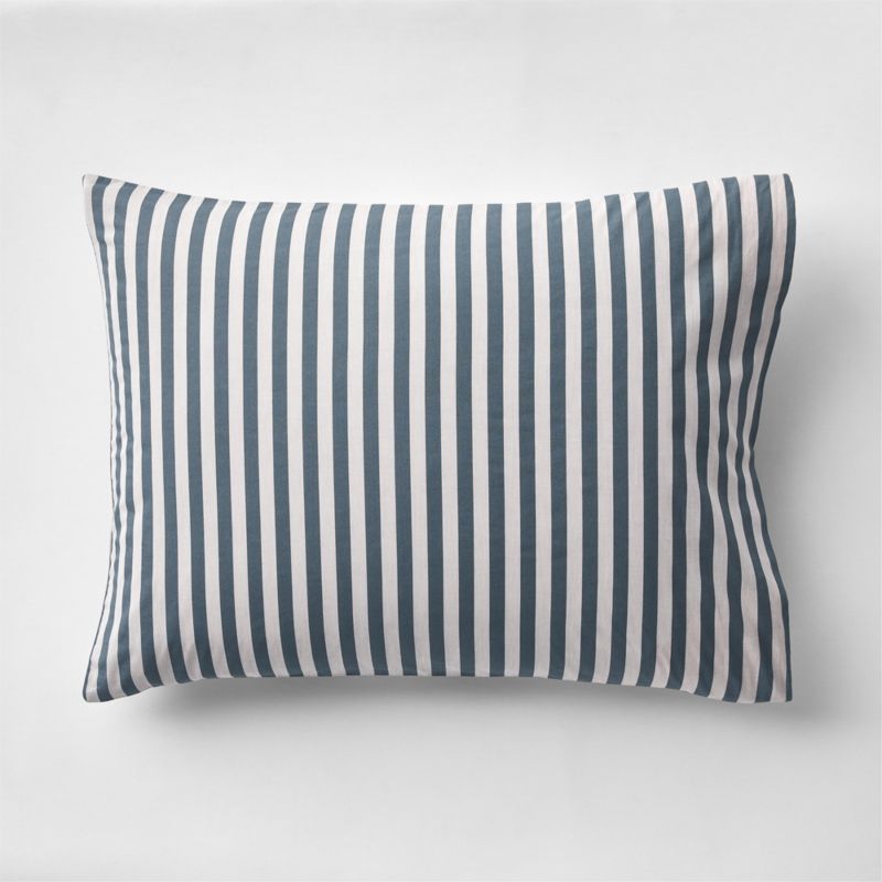 Riviera Slate Blue Reversible Stripe Organic Cotton Kids Pillow Sham