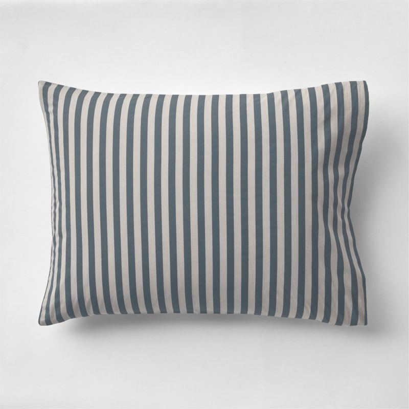 Riviera Slate Blue Reversible Stripe Organic Cotton Kids Pillow Sham