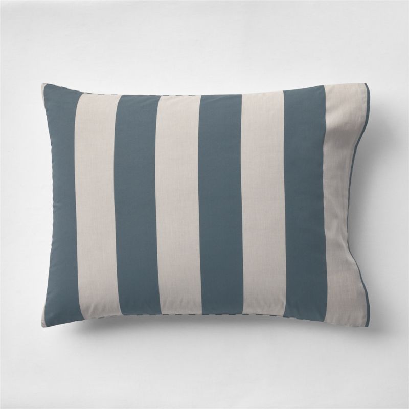 Riviera Slate Blue Reversible Stripe Organic Cotton Kids Pillow Sham