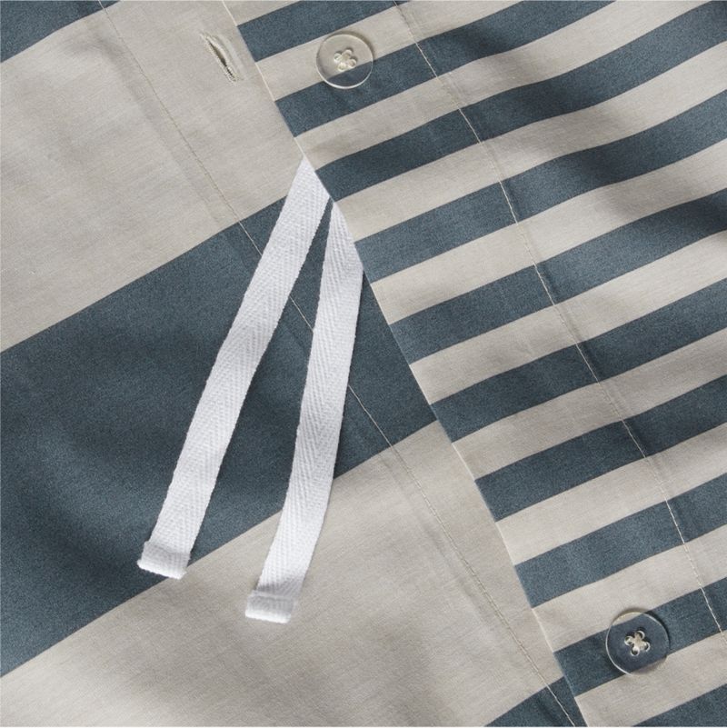 Riviera Slate Blue Reversible Stripe Organic Cotton ReversibleToddler Duvet Cover