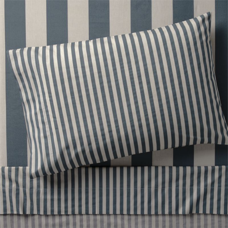 Riviera Slate Blue Stripe Organic Cotton Kids Twin Sheet Set