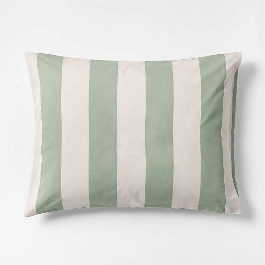 Riviera Stripe Verte Green Organic Cotton Kids Pillow Sham