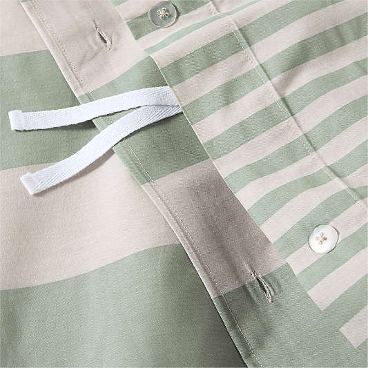 Riviera Stripe Verte Green Organic Cotton Kids Duvet Cover