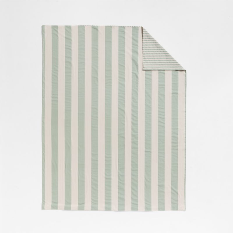 Riviera Stripe Verte Green Organic Cotton Kids Twin Duvet Cover - image 4 of 5