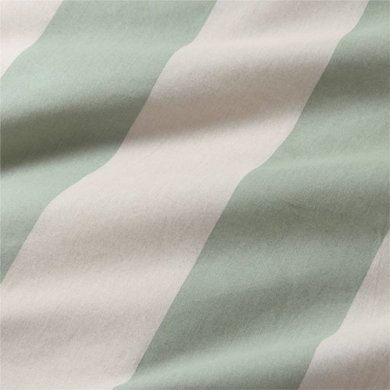 Riviera Stripe Verte Green Organic Cotton Kids Twin Duvet Cover - image 2 of 5