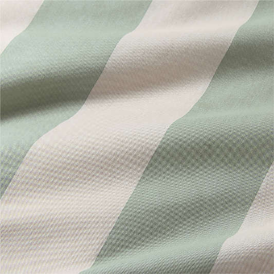 Riviera Stripe Verte Green Organic Cotton Kids Duvet Cover