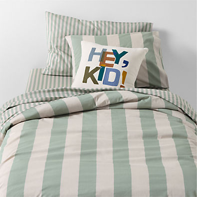 View Riviera Stripe Verte Green Kids Twin Duvet Cover details