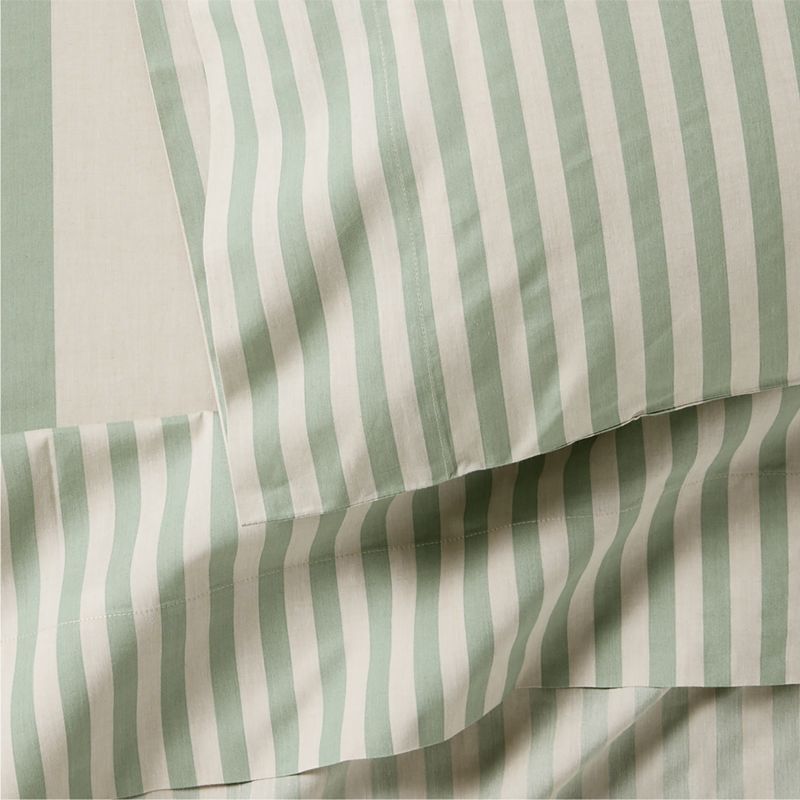 Riviera Stripe Verte Green Organic Cotton Kids Full Sheet Set - image 1 of 5