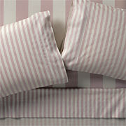 Riviera Plum Rose and Oatmeal Stripe Organic Cotton Kids Queen Sheet Set