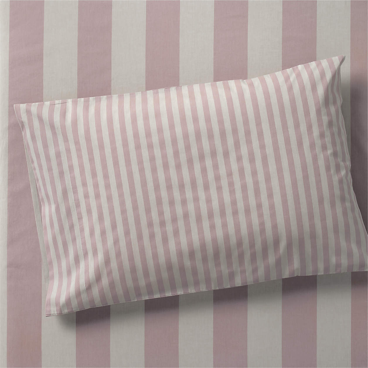 Riviera Moody Mauve Stripe Organic Cotton Kids Pillowcase Crate