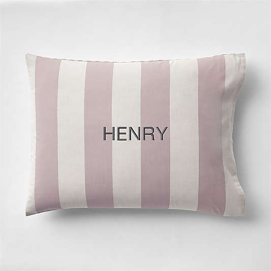 Riviera Plum Rose and Oatmeal Reversible Stripe Organic Cotton Kids Pillow Sham