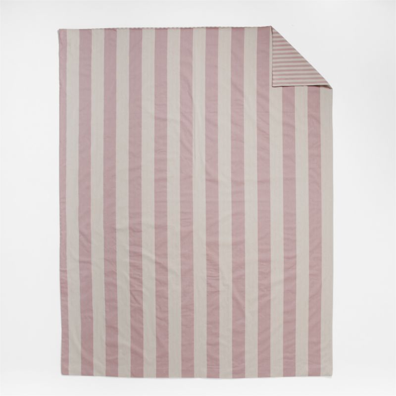 Riviera Moody Mauve Reversible Stripe Organic Cotton Kids Twin Duvet Cover