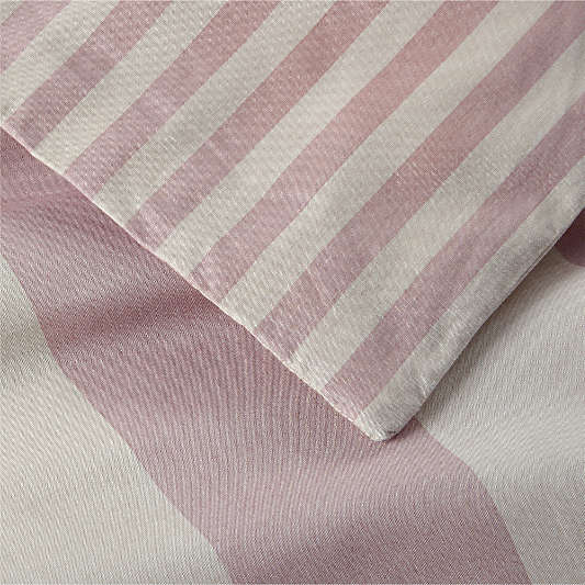 Riviera Plum Rose and Oatmeal Reversible Stripe 100% Organic Cotton Kids Full/Queen Duvet Cover