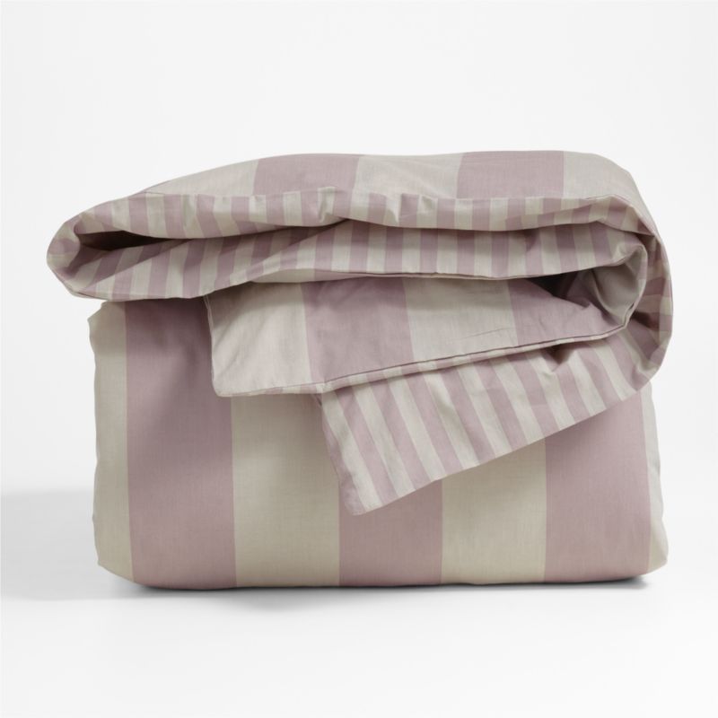 Riviera Moody Mauve Reversible Stripe Organic Cotton Kids Twin Duvet Cover