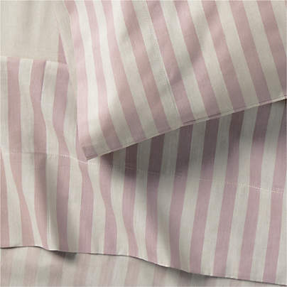Riviera Plum Rose and Oatmeal Stripe Organic Cotton Kids Sheet Set