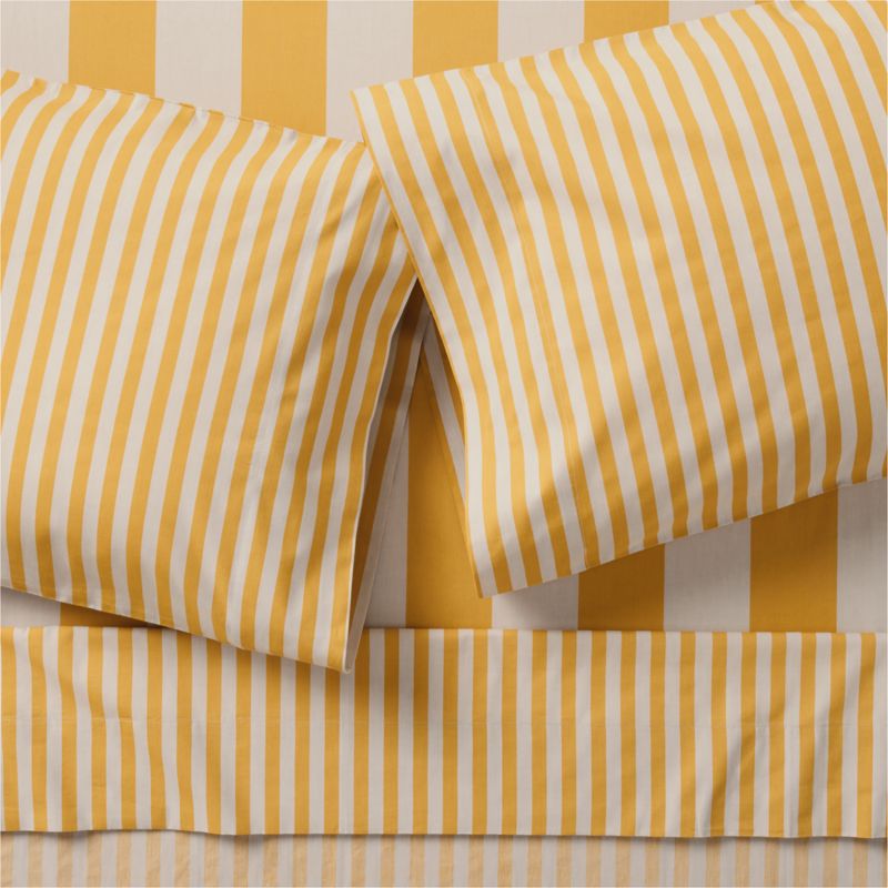 Riviera Savannah Yellow and Oatmeal Stripe Organic Cotton Kids Full Sheet Set - image 0 of 4