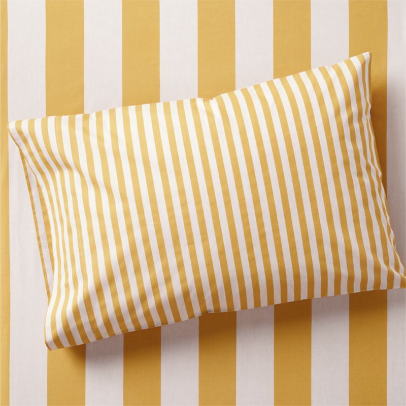Riviera Savannah Yellow Stripe Organic Cotton Kids Pillowcase