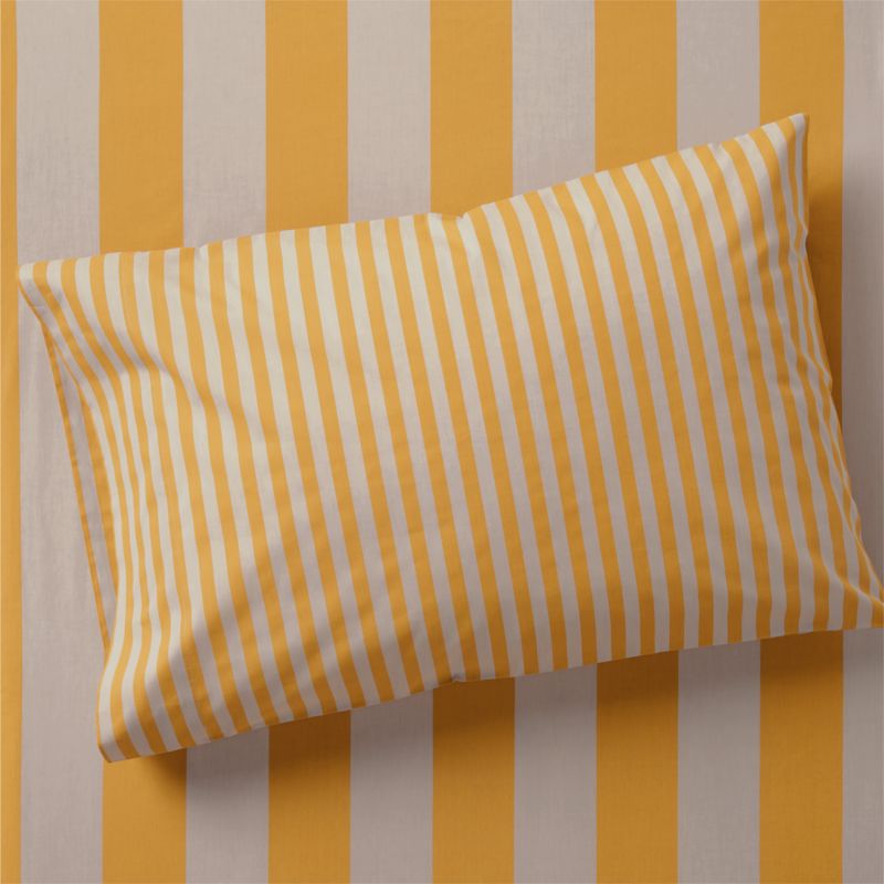 Riviera Savannah Yellow Stripe Organic Cotton Kids Pillowcase