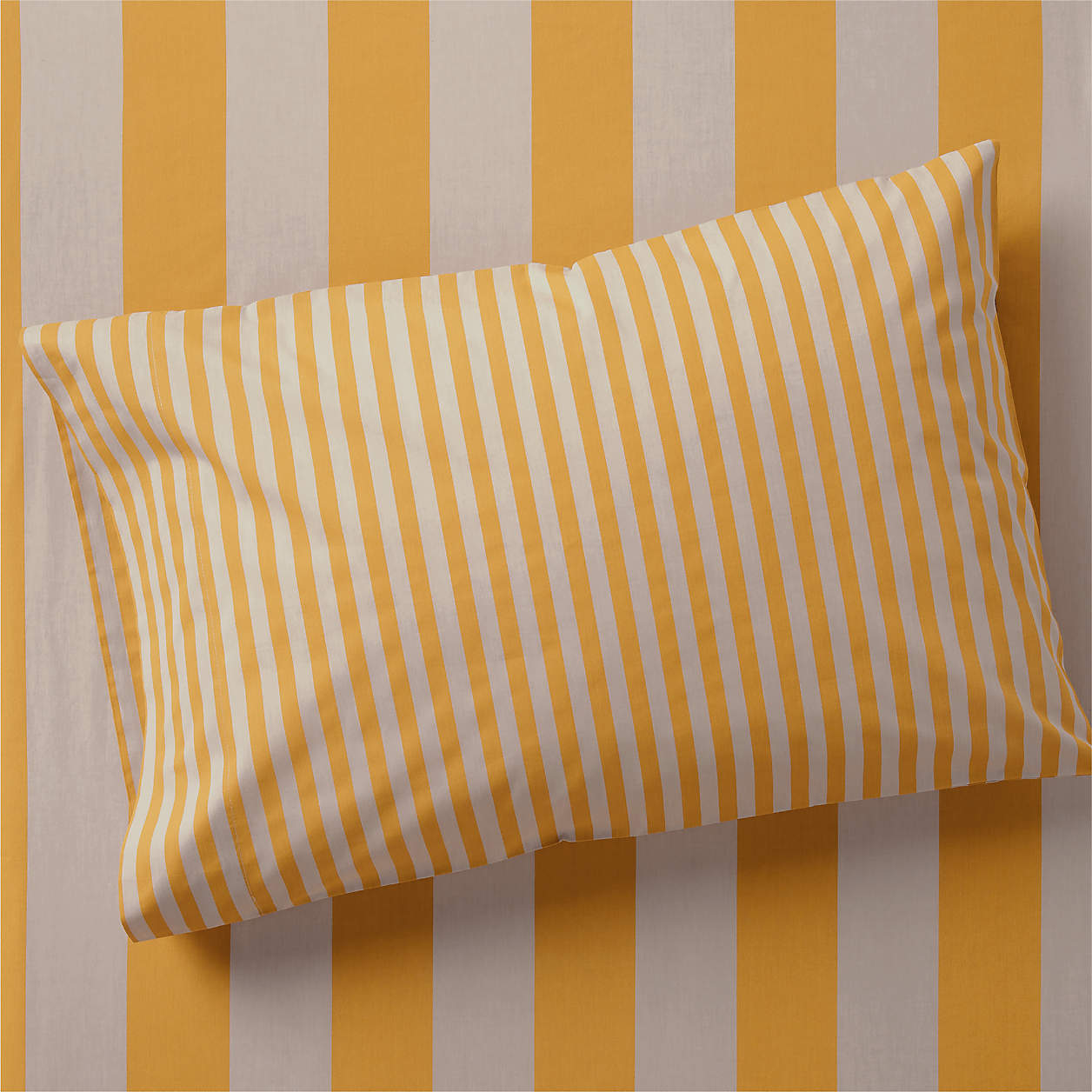 Riviera Savannah Yellow Stripe Organic Cotton Kids Pillowcase Crate