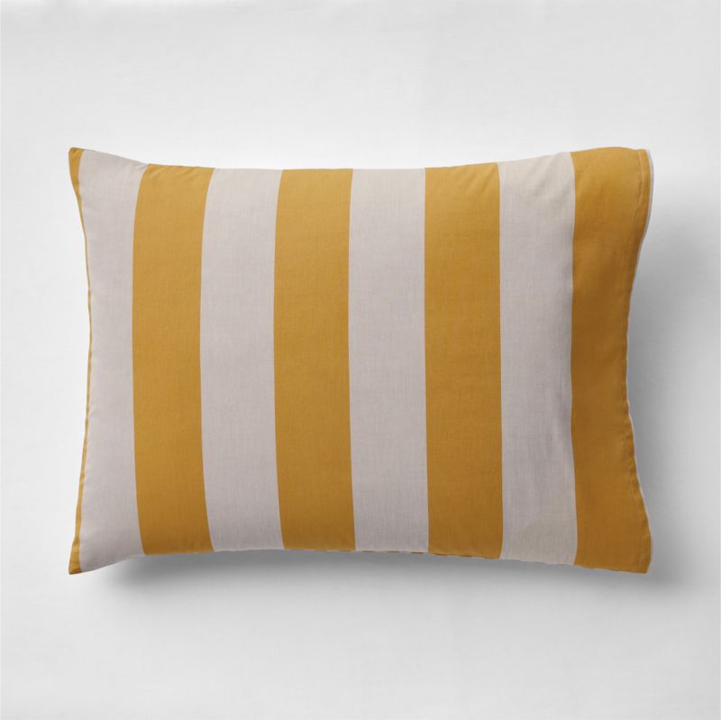 Riviera Savannah Yellow Reversible Stripe Organic Cotton Kids Pillow Sham