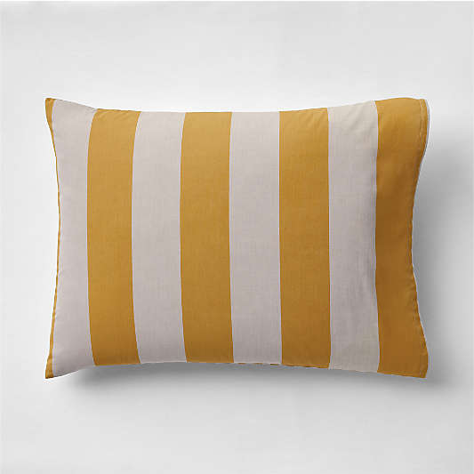 Riviera Savannah Yellow and Oatmeal Reversible Stripe Organic Cotton Kids Pillow Sham