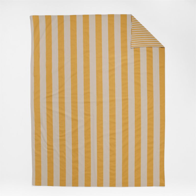 Riviera Savannah Yellow Reversible Stripe Organic Cotton Kids Twin Duvet Cover