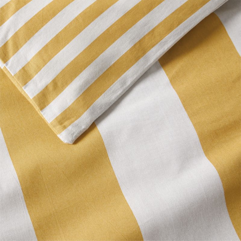Riviera Savannah Yellow Reversible Stripe Organic Cotton Kids Twin Duvet Cover