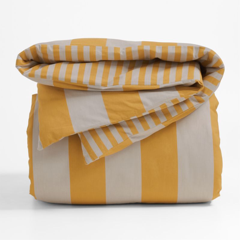 Riviera Savannah Yellow Reversible Stripe Organic Cotton Kids Twin Duvet Cover