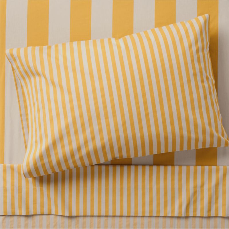 Riviera Savannah Yellow Stripe Organic Cotton Kids Twin Sheet Set