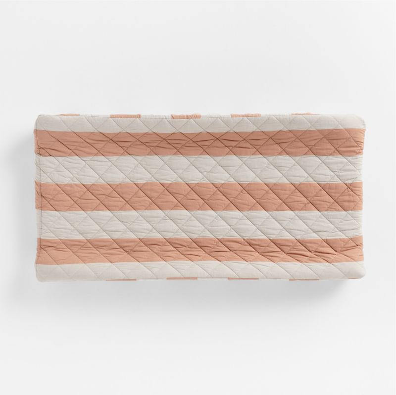 Riviera Terracotta Pink Stripe Organic Cotton Baby Changing Pad Cover