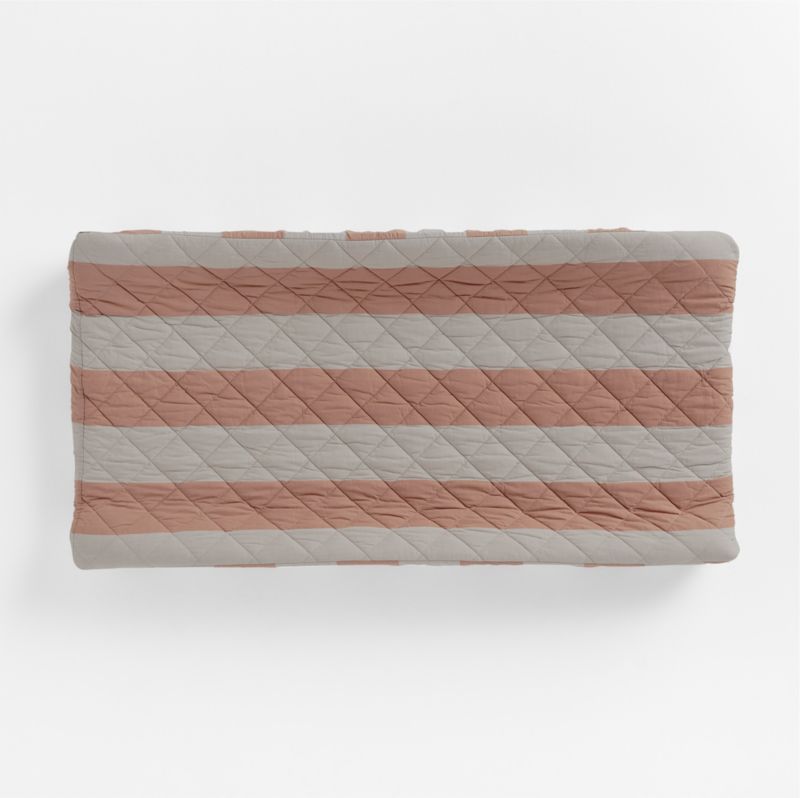 Riviera Terracotta Pink Stripe Organic Cotton Baby Changing Pad Cover